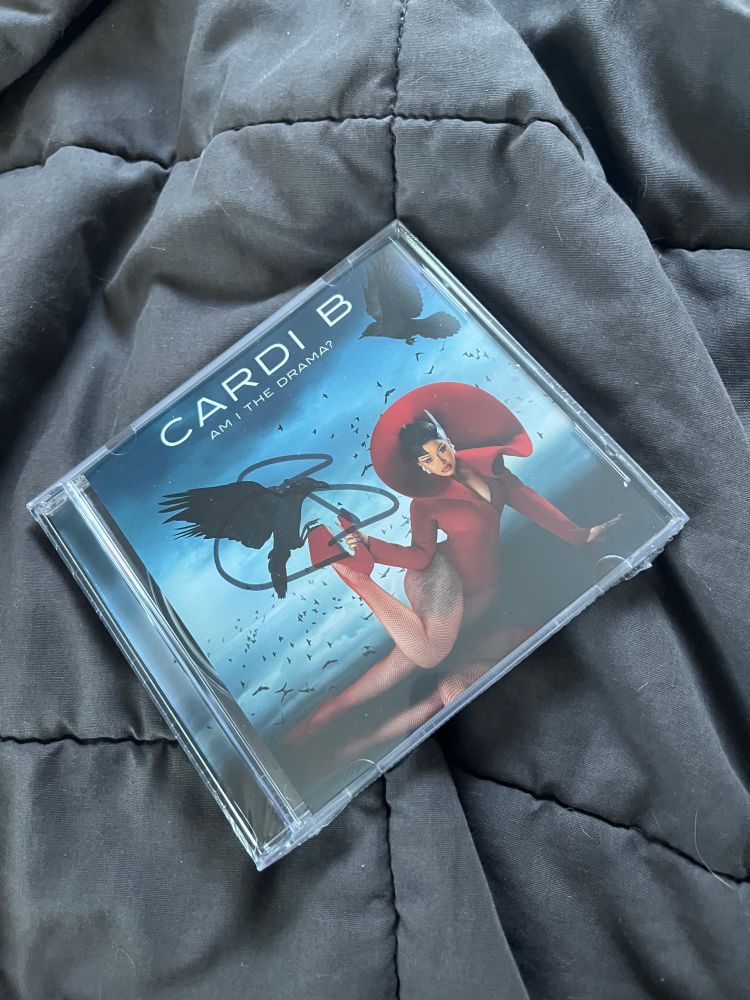 Cardi B’s sophomore album AM I THE DRAMA? with a CB signature 