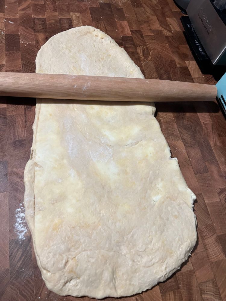 Rolled out croissant dough 