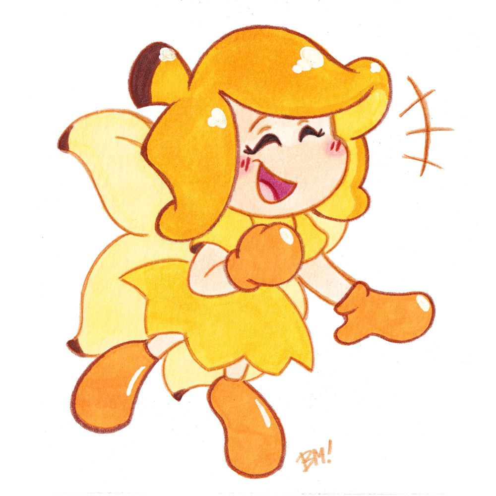 A smiling banana fairy, a fictional creature from Donkey Kong 64, shares her laughter with you! 