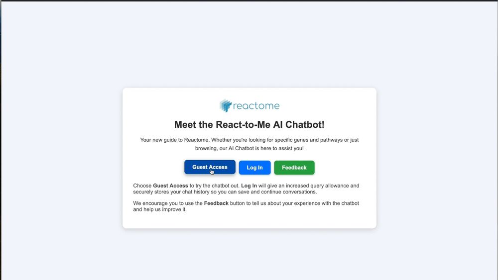 GIF showing interacting with the Reactome AI chatbot. The chatbot gives a quick explanation of ECM signaling and offers clickable links to Reactome's knowledgebase. 