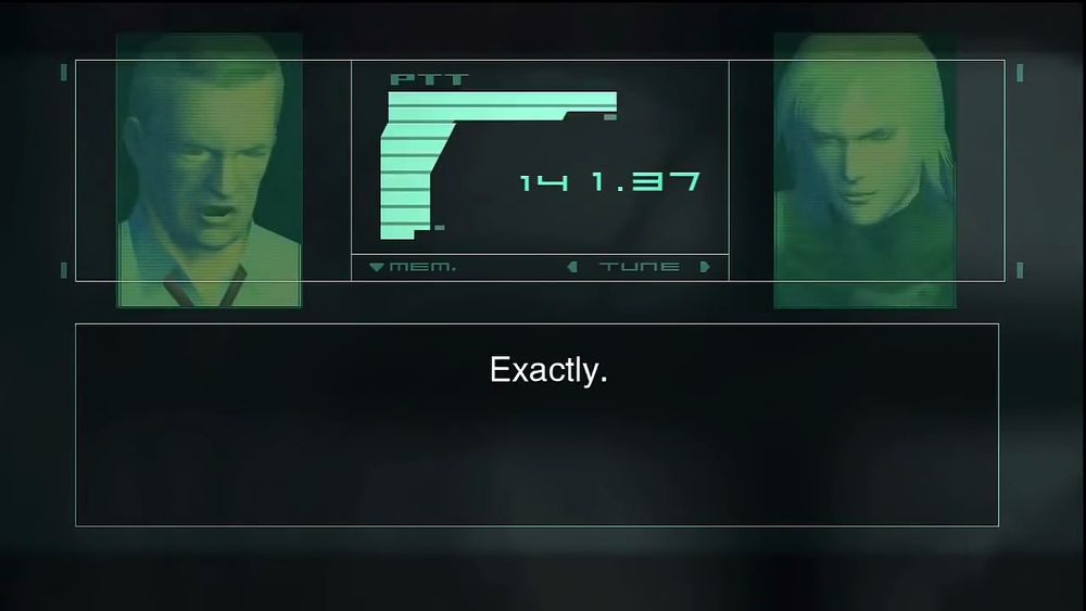 A screenshot from Metal Gear Solid 2