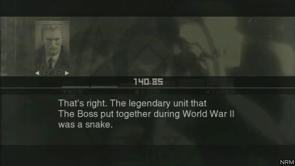 A screenshot from Metal Gear Solid 3