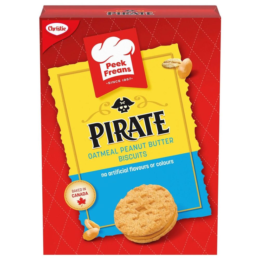 A box of Peak Freans Pirate cookies on a white background.
