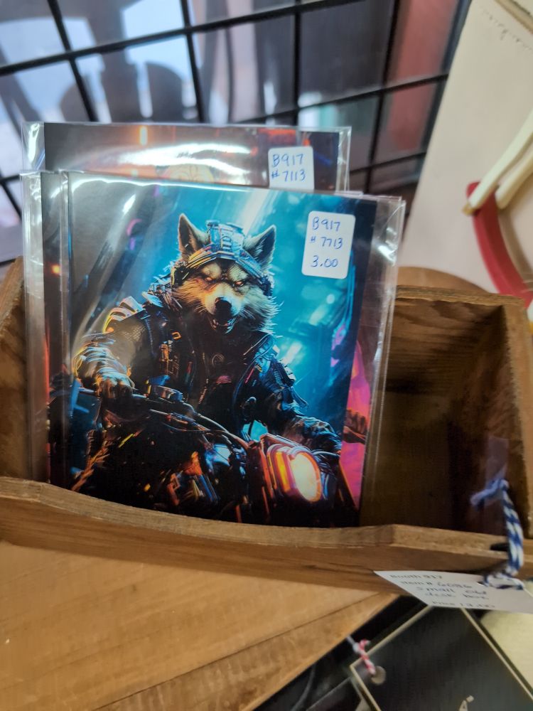 AI slop of a wolf on a motorcycle cycle