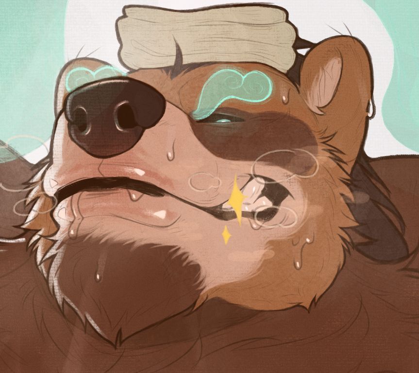 Volibear in his Spirit Blossom Springs skin, looking down at the viewer with a smug, horny expression