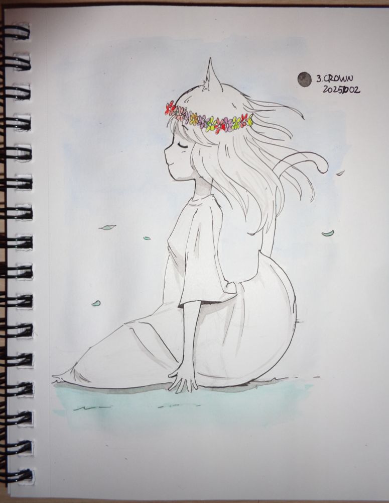 A catgirl wearing a flower crown