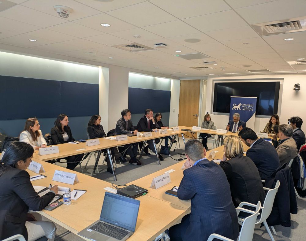 Policy experts, including Professor Raja C. Mohan, ASPI VP Wendy Cutler, and Director of South Asia Initiatives Farwa Aamer, participate in a private roundtable discussion on U.S.-India ties in Washington, D.C.