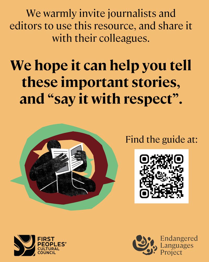 We warmly invite journalists and editors to use this resource, and share it with their colleagues. We hope it can help you tell these important stories, and "say it with respect". Find the guide at (a QR code)! (Note for alt text readers, the link is also embedded into the first post in this thread)