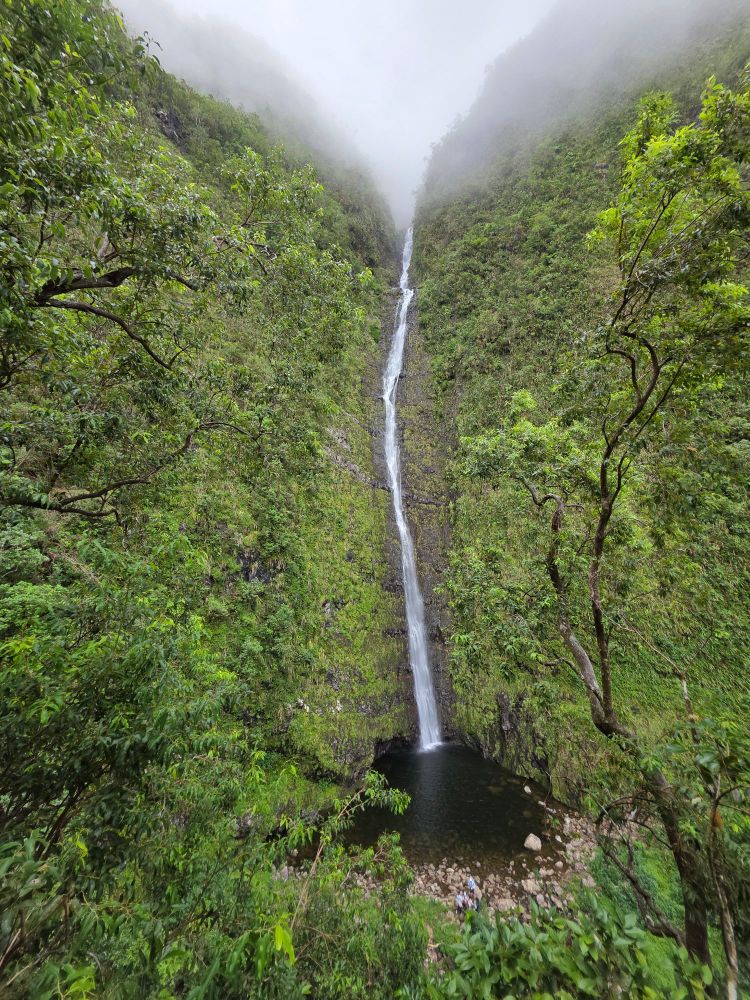Biberon waterfall  photo the top is covered in a haze.