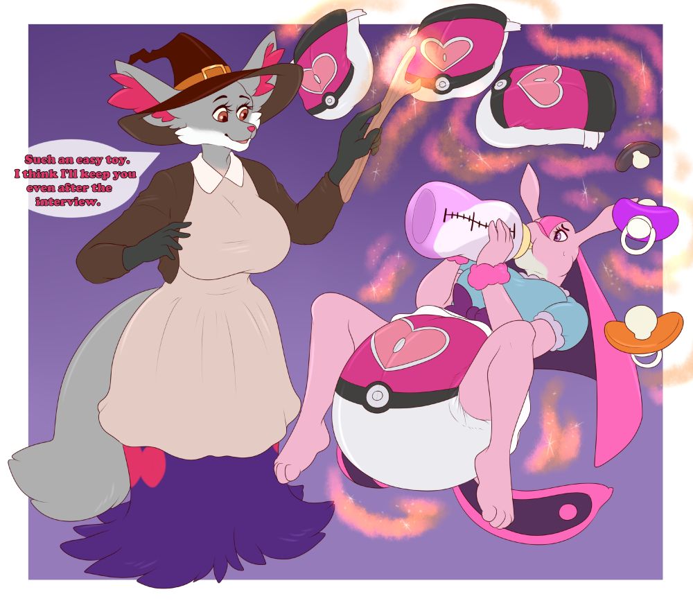 Diapered lovander with a witchy delfox