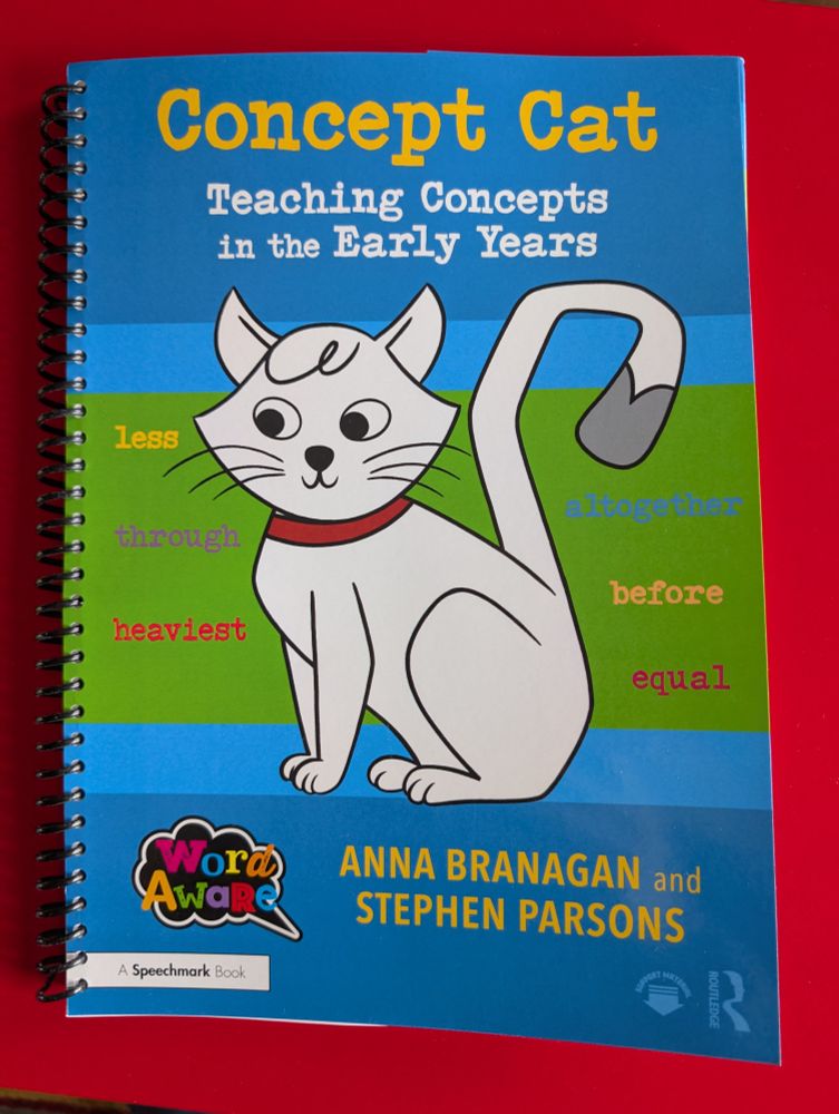 Cover of the Concept Cat book, with cat and authors Anna Branagan and Stephen Parsons 