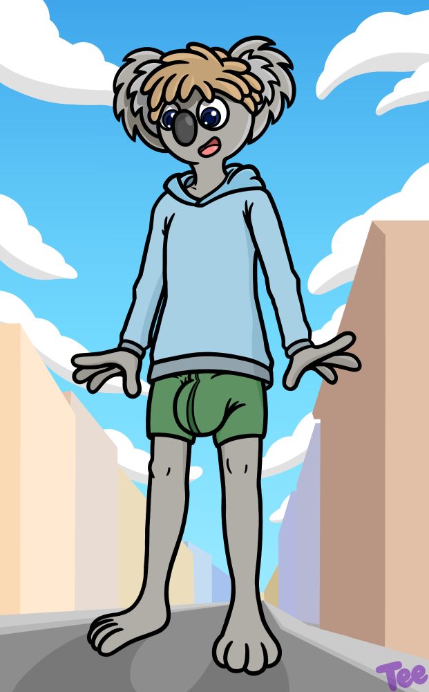 An anthro Koala that is quite tall, about 100 feet tall, maybe he'll be even taller!