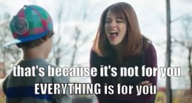 Emma Stone from “Wells for Boys” sketch saying “that’s because it’s not for you. EVERYTHING is for you