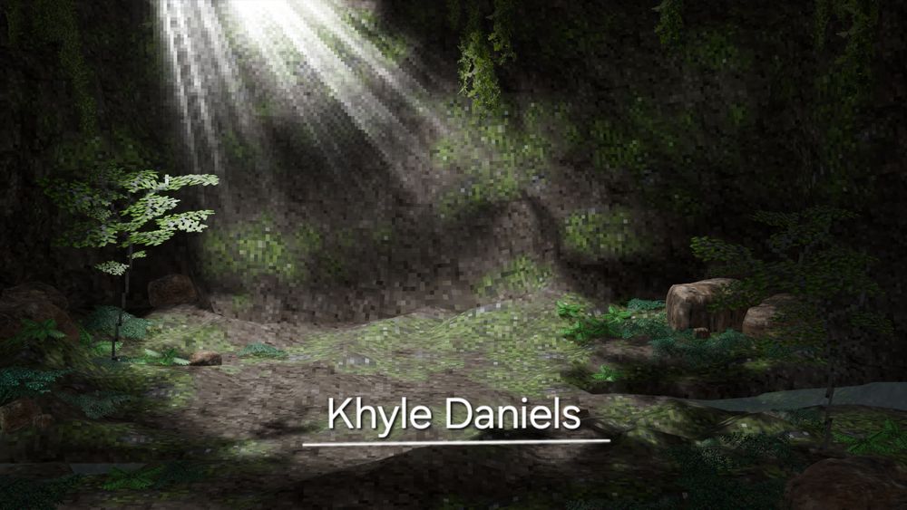 A 3D modeled cave with pixelated textures and objects. Meant to emulate PlayStation 1 graphics. 