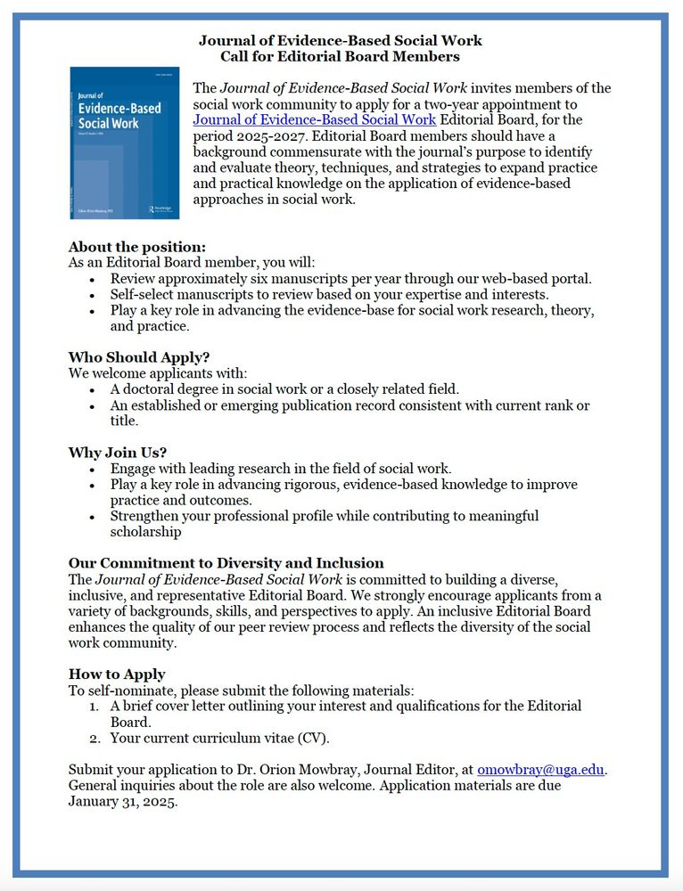 Call to join JEBSW Editorial Board