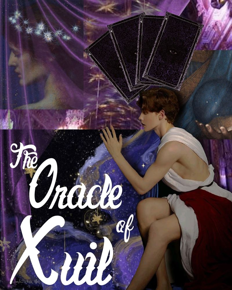 A purple collage reading The Oracle of Xuil