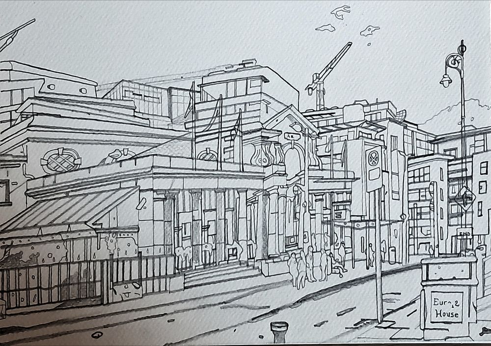 Capturing everything in this street scene.