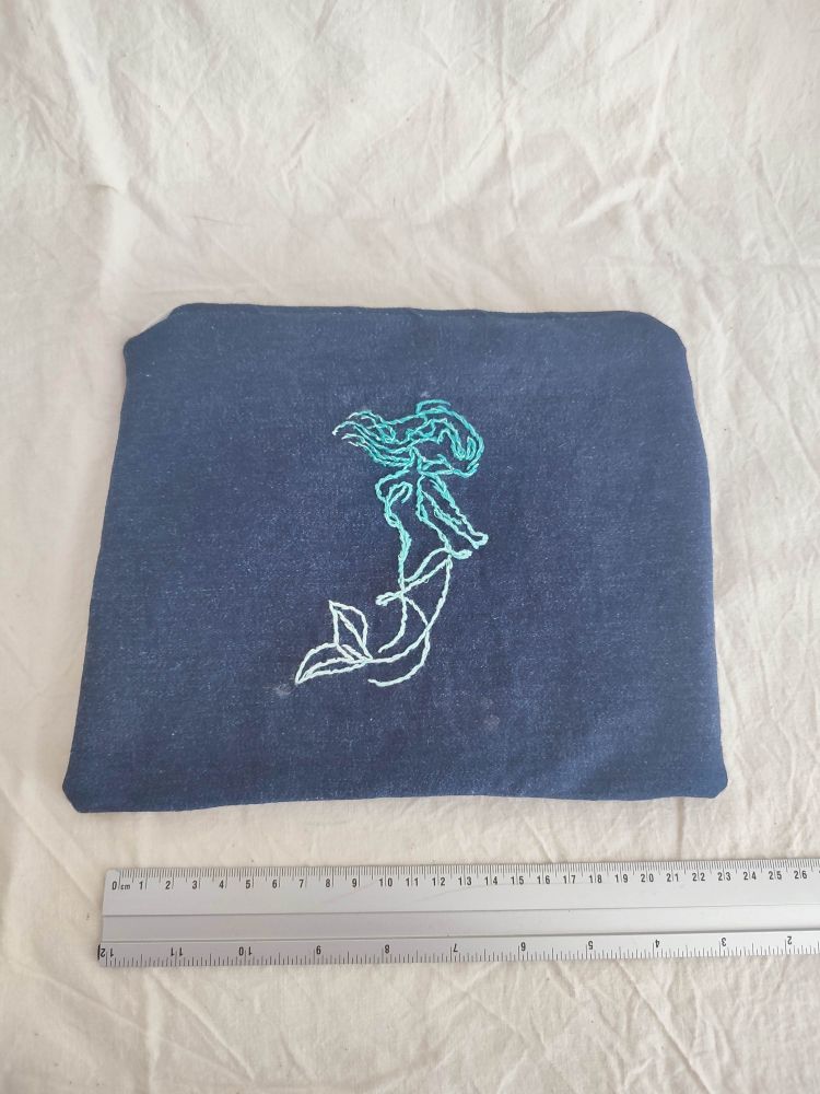Blaue Kosmetiktasche mit Meerjungfrau 