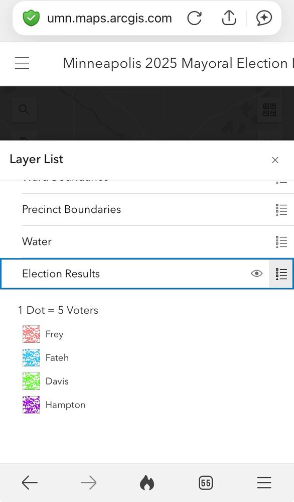 Screen shot showing the map legend