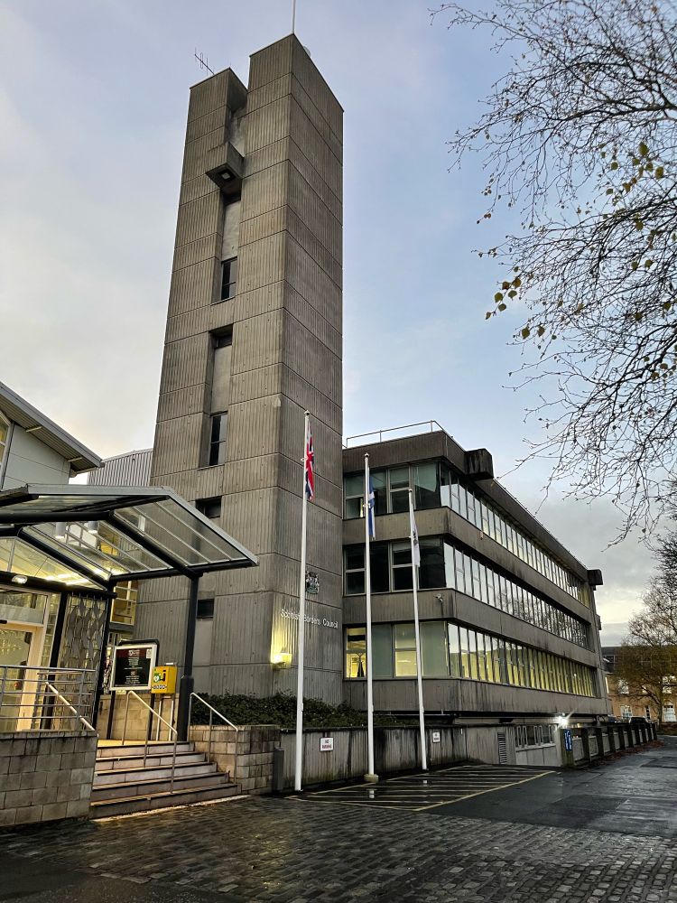 Council offices made from concrete in a modernist style