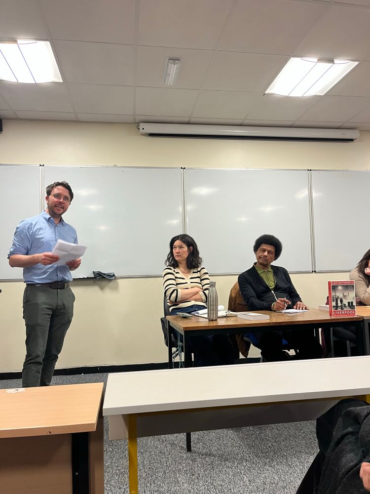 Sam Wetherell introducing his book at the University of Liverpool. 