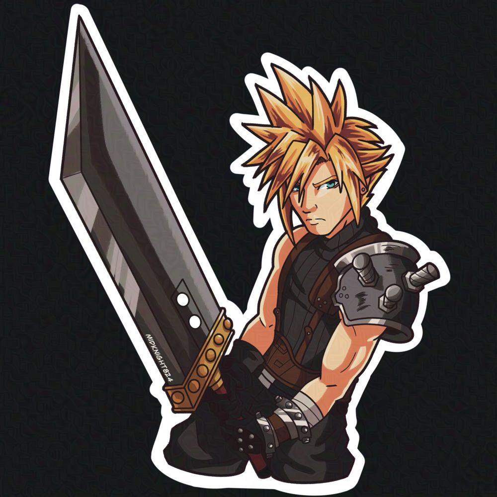 Sticker design of Cloud from Final Fantasy VII 