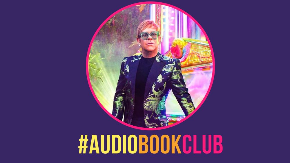 Image of Elton John and the words ‘Audiobook Club’ underneath. 