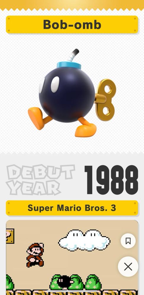 Nintendo Today's latest "Debut Year" entry incorrectly credits Super Mario Bros. 3 for first introducing Bob-ombs.