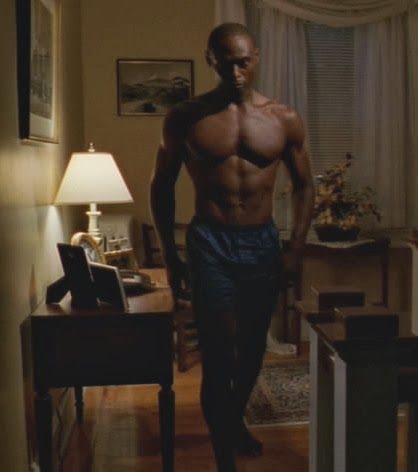 Cedric Daniels (Lance Reddick), shirtless, from The Wire.
