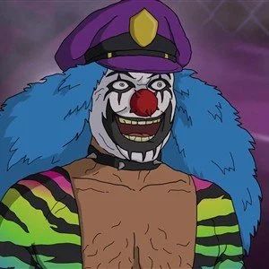 Doctor Rockzo (a rock-and-roll clown) from the animated series "Metalocalypse." His catchphrase was "I'm Doctor Rockzo, the rock-and-roll clown. I do cocaine."