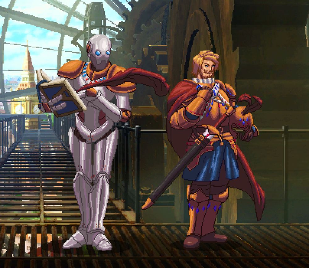 Human Artificer Taryon and his robot friend Doty