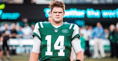 Sam Darnold in a Jets uniform looks confused and kinda grossed out