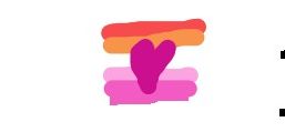 Drawing of a lesbian flag with a heart in the middle