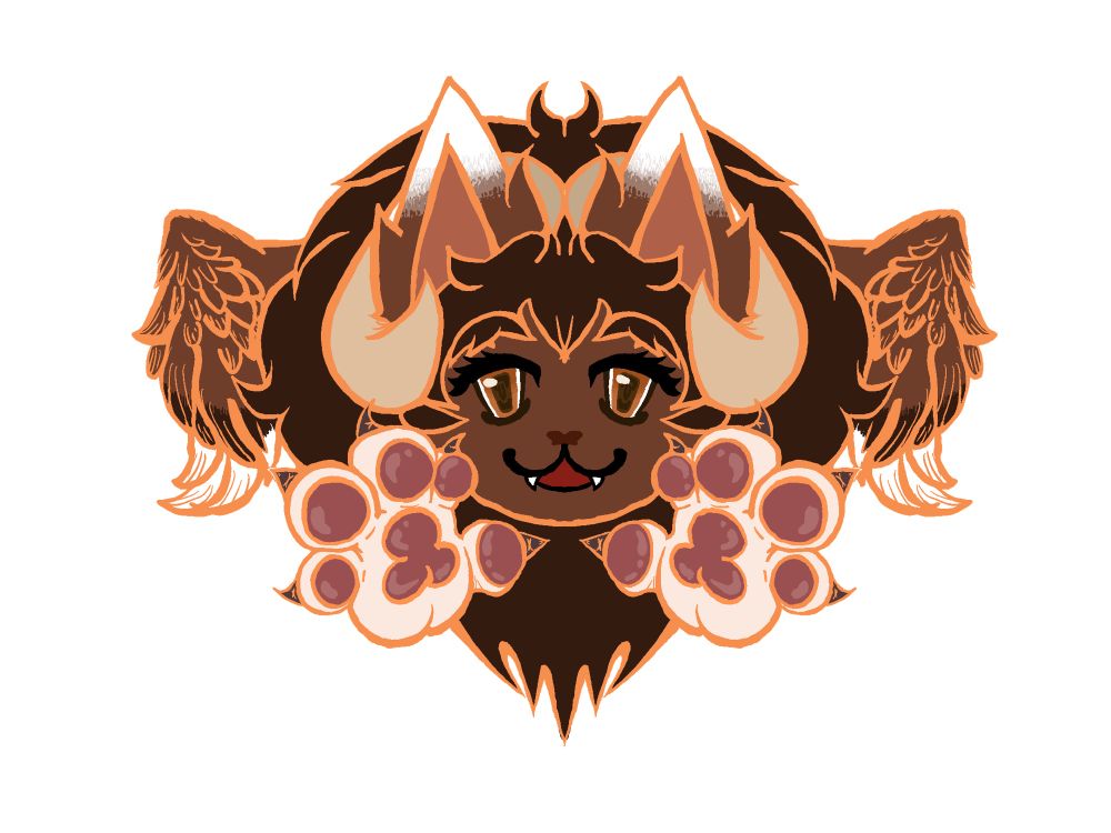 Tabitha close up with her wings and paws showing