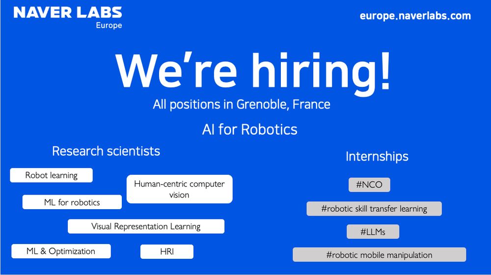 Ad on research positions and internships at NAVER LABS Europe, Grenoble, France in February 2025