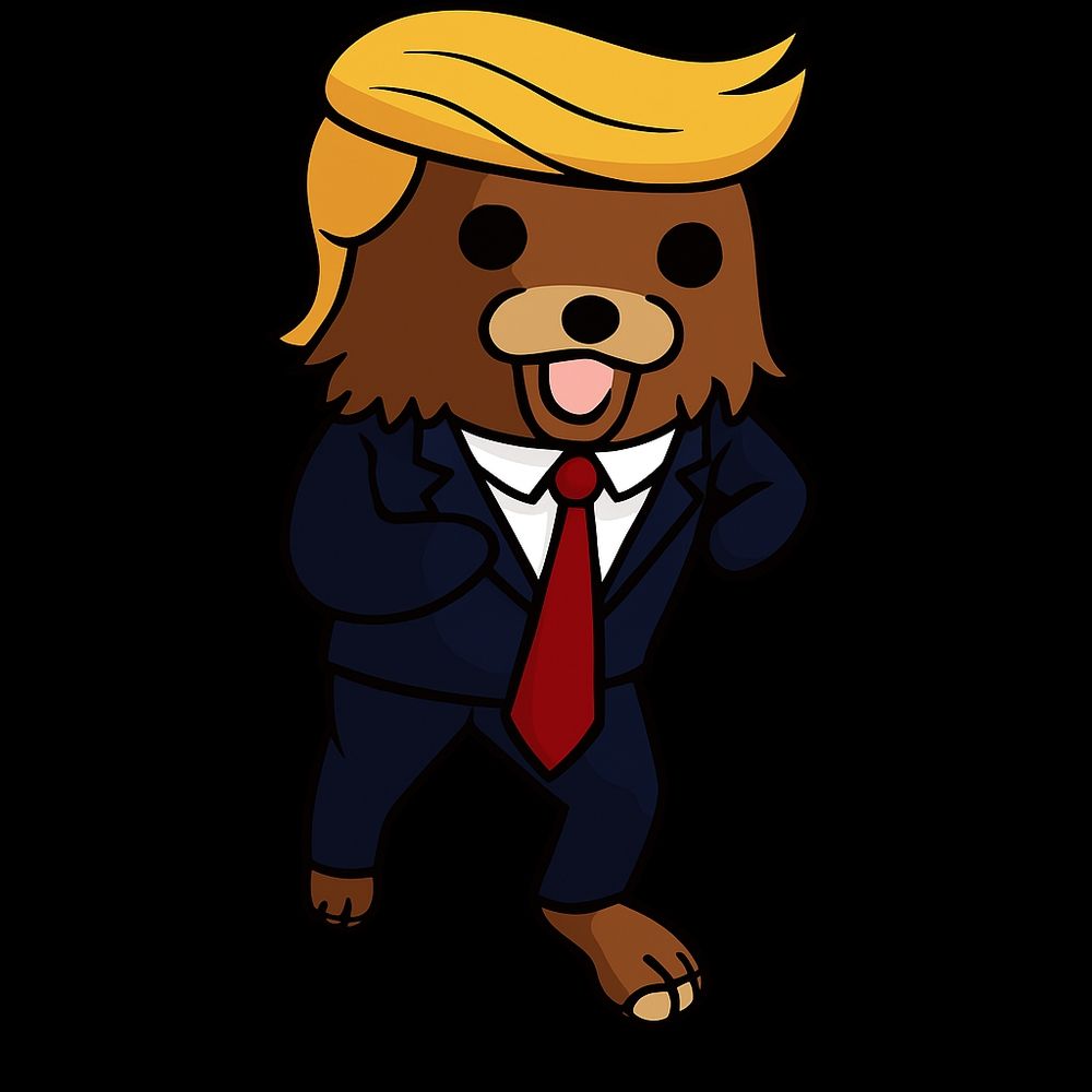 Pedobear with a blonde comb-over dressed like Trump.
