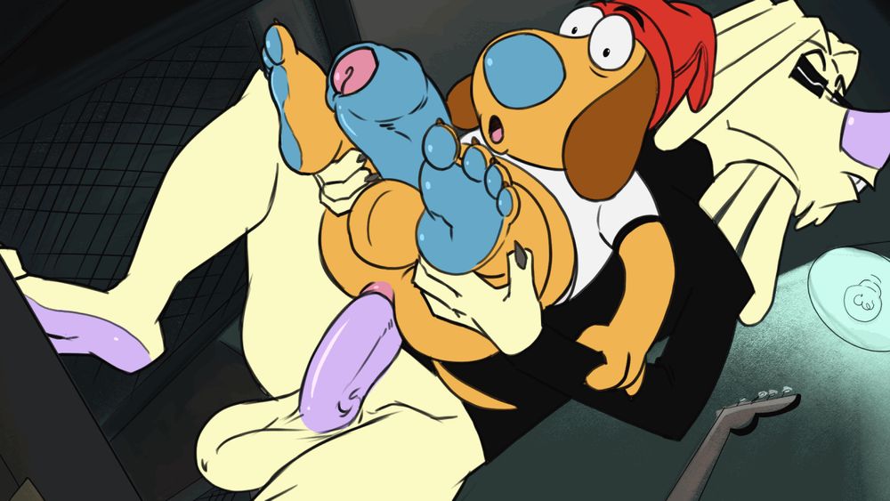 Stravos and Loubie from the pilot of 3dog band fucking backstage