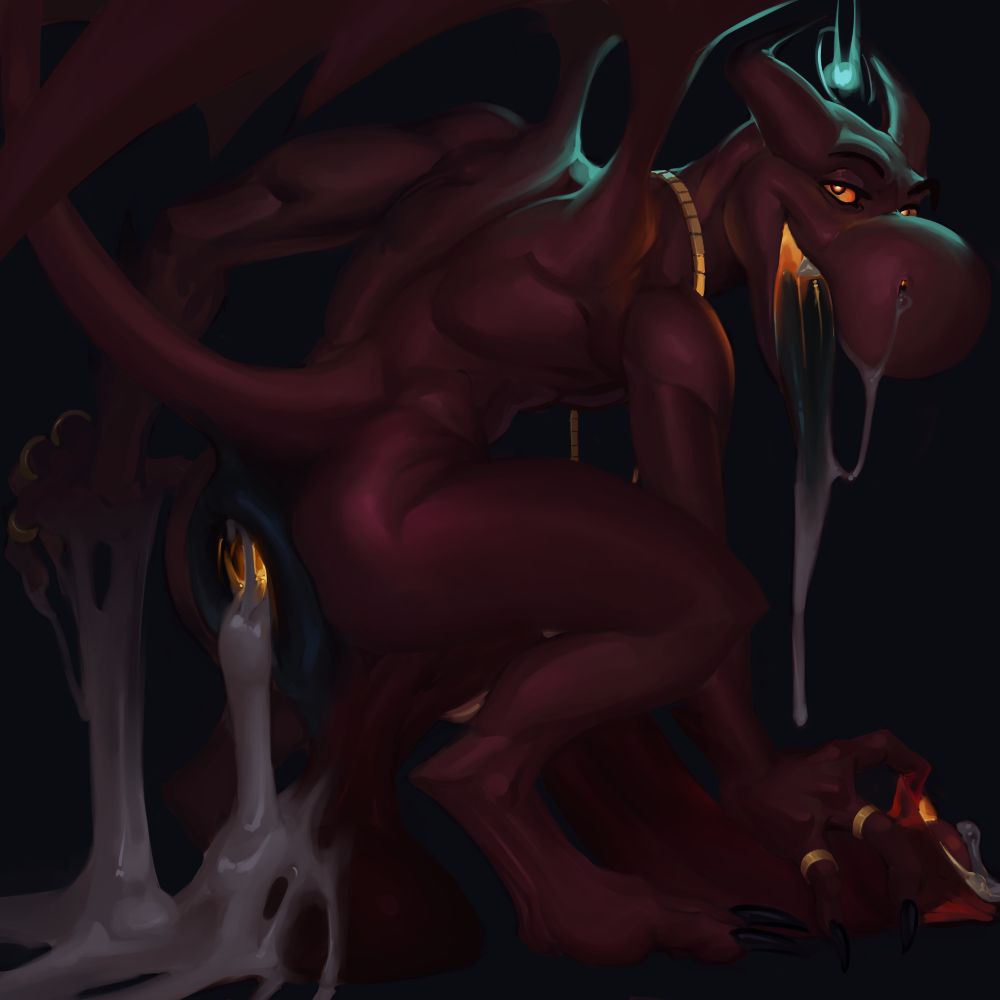 render of a mischievous imp pouring cum out of his gaping furnace of an asshole