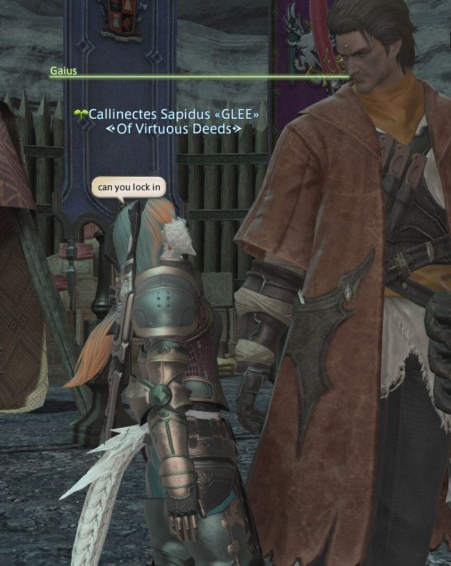 Calline telling Gaius “can you lock in”