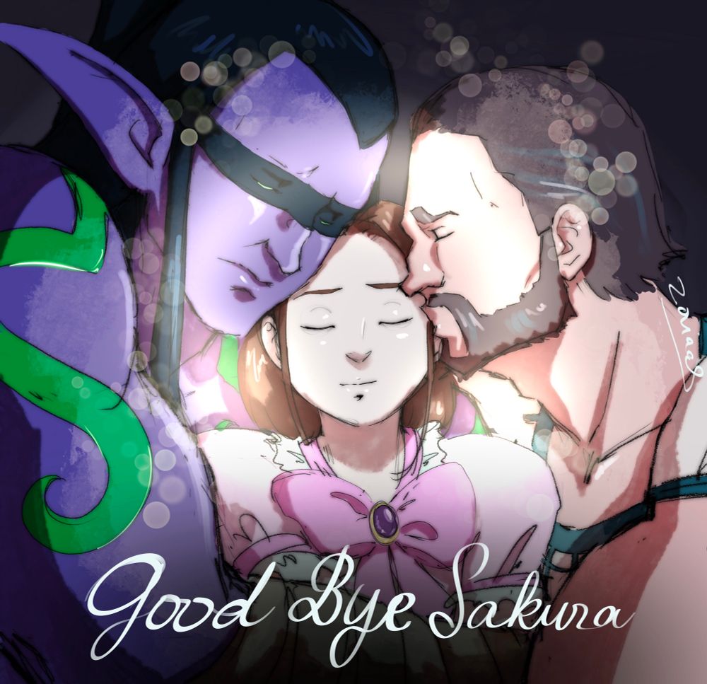 Illidan (Warcraft) and Vander (Arcane) being comforting dads for little Sakura, 7yo since i was, as she faded in the inner 