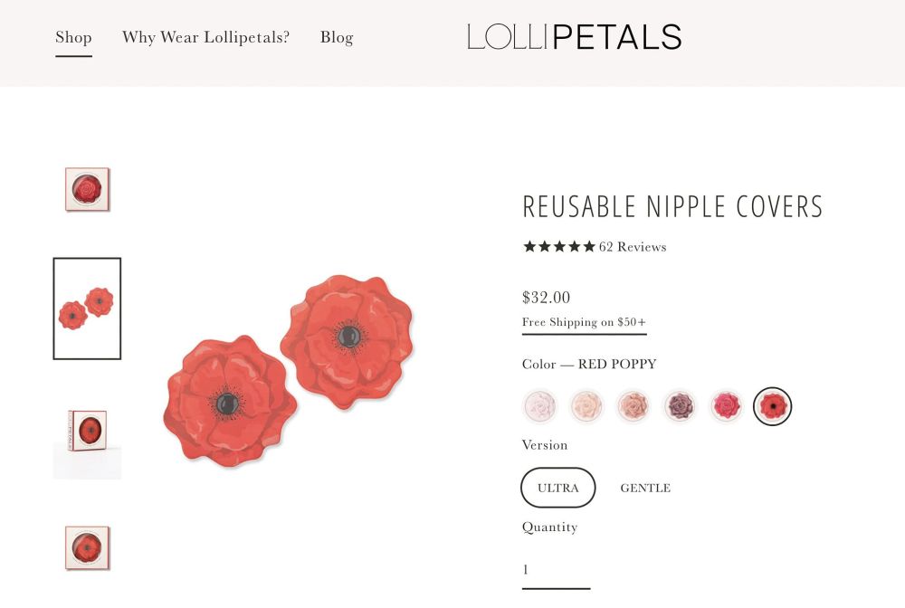 For sale set of reusable nipple covers in the form of Remembrance Day Poppies.