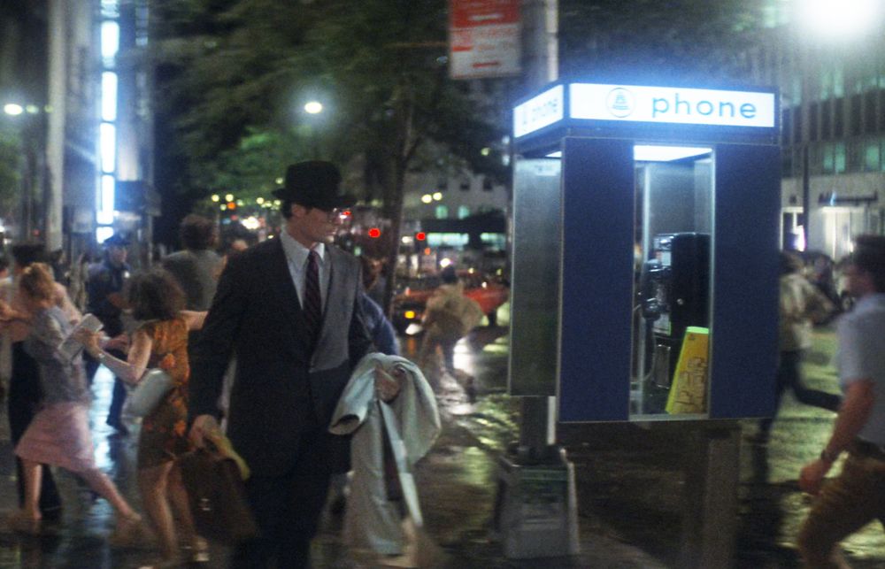 Pay phone in Superman (1978). Clark laments that it's not a full booth, so he can't use it to change.