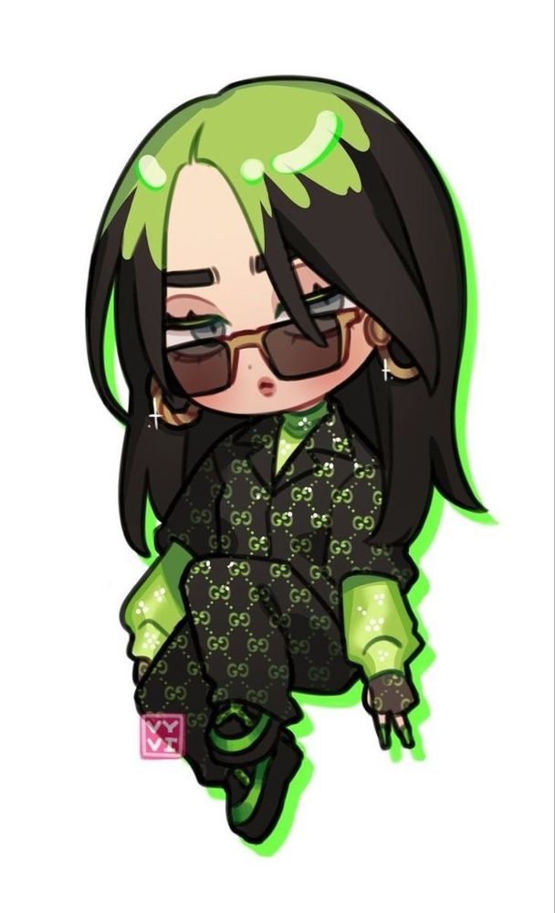 Um desenho da cantora Billie Eilish