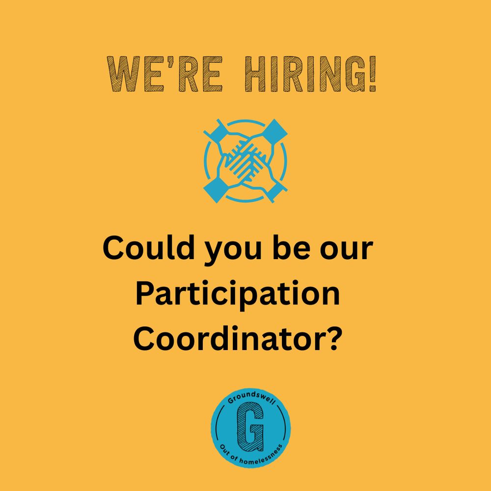 Title reads We're Hiring. Image of hands joined together in a circle. Text reads Could you be our Participation Coordinator? Groundswell logo at bottom.