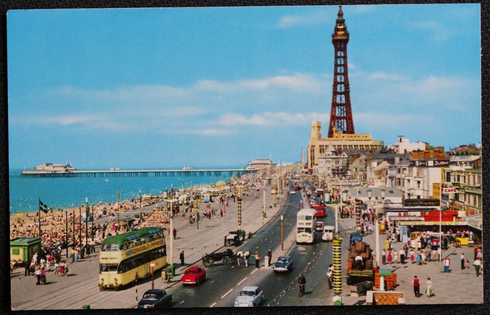 Vintage postcard of Blackpool’s seafront 