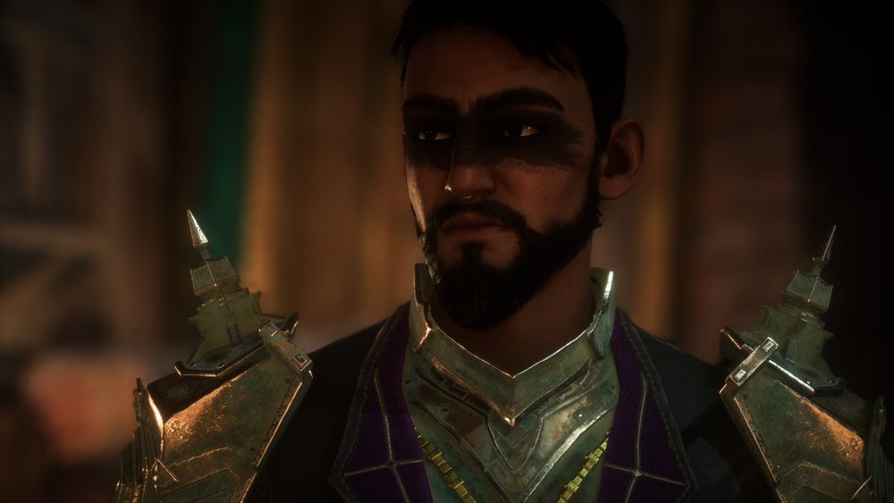 Marcus with a disapproving look towards someone.