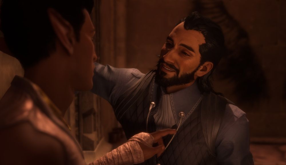 Rook and Lucanis gay flirting