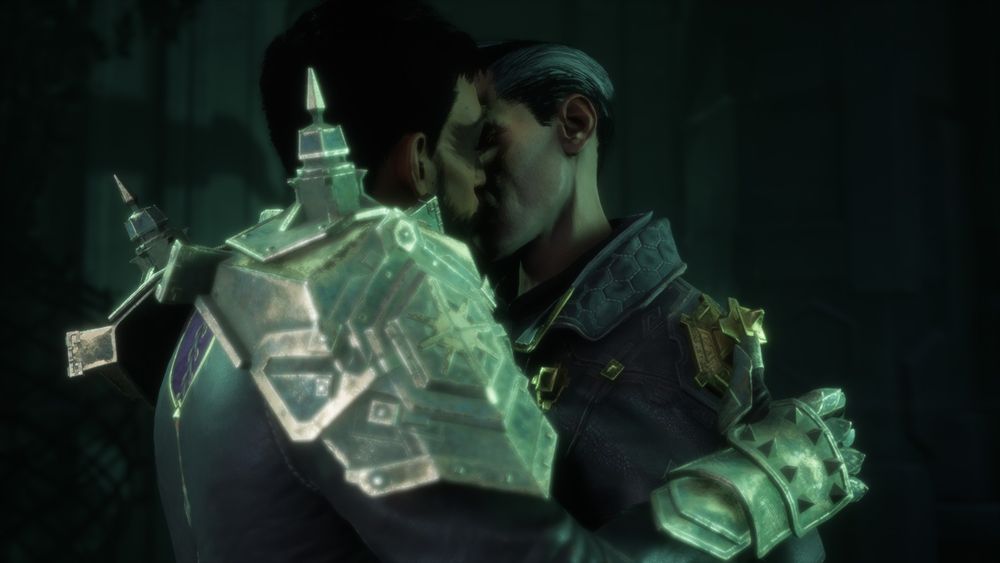Marcus kissing Emmrich.