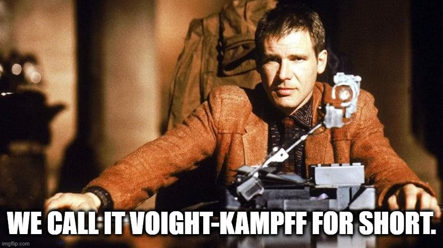 Deckart with test equipment all set up: We call it Voighht-Kampff for short