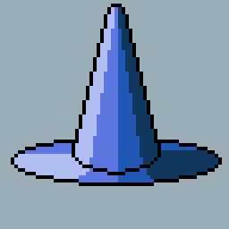 A pixel art (you cant really call it art tho) of a witch hat with ridiculously poor shading